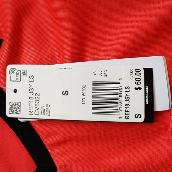 New Adidas Climalite Striped LS Jersey Small Red Orange Black - Picture 6 of 16